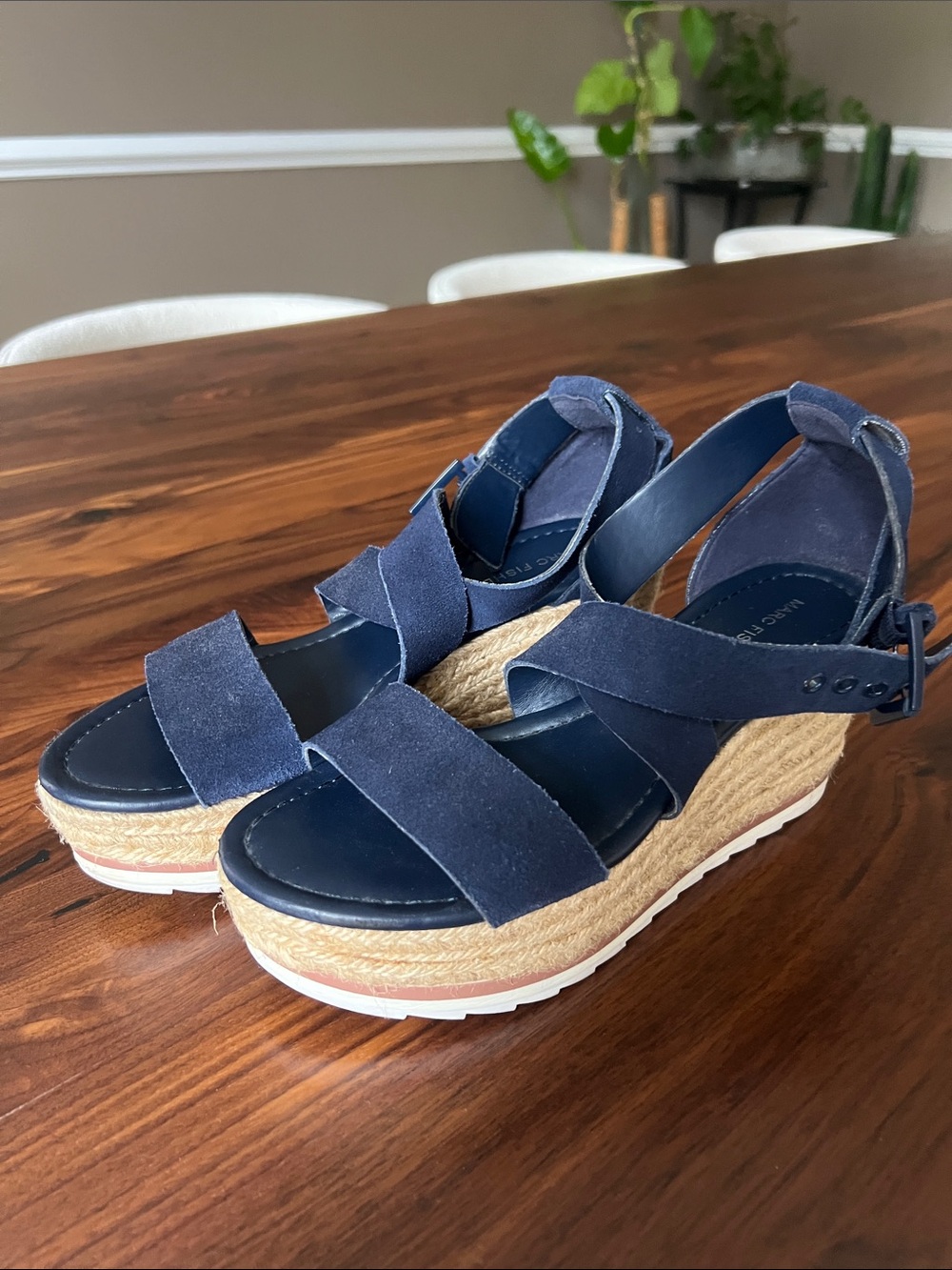 Women’s Navy Espadrille Wedge Sandals - Marc Fisher